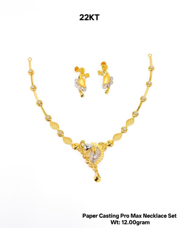 New Design Paper Casting Gold Necklace Set -12gram