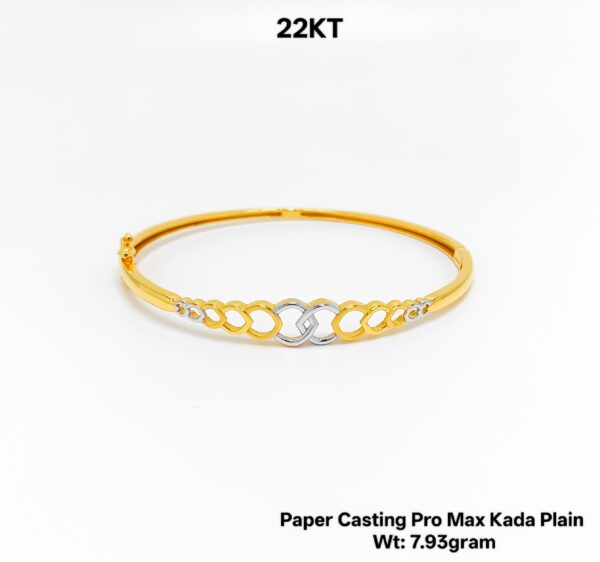 Lightweight 22KT Gold Bangle/kada - 7.93g Paper Casting Design