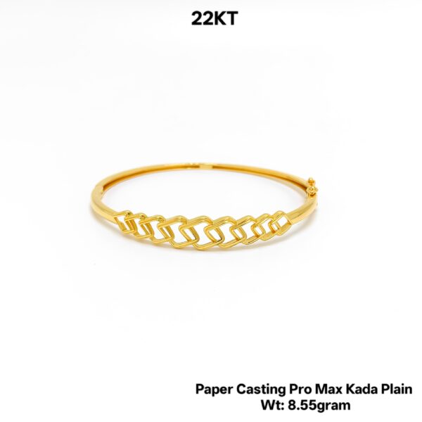 Lightweight 22KT Gold Bangle/kada - 8.55g Paper Casting Design