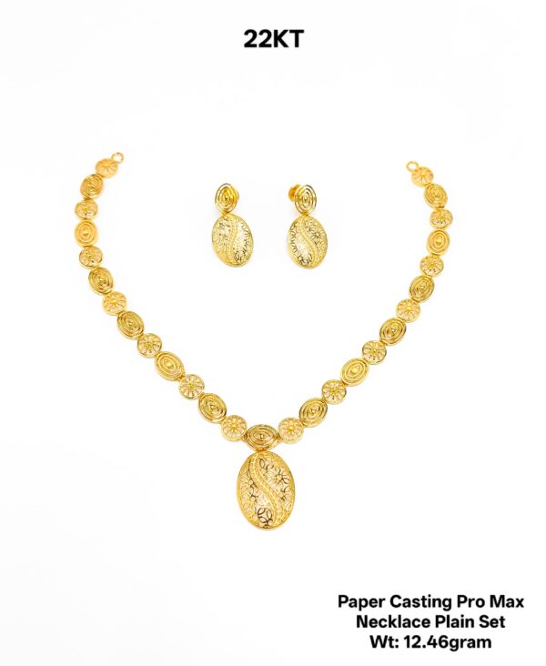 New Design Paper Casting Gold Necklace Set -12.46gram