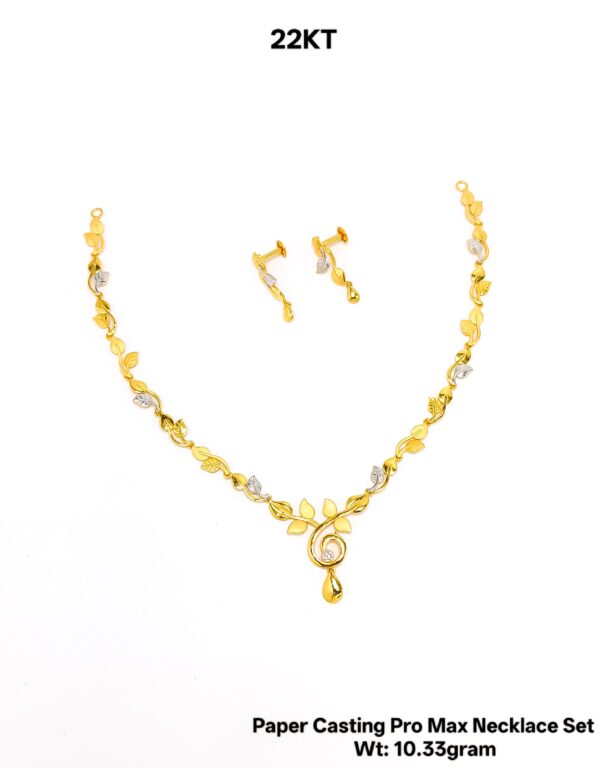 New Design Paper Casting Gold Necklace Set -10.33gram