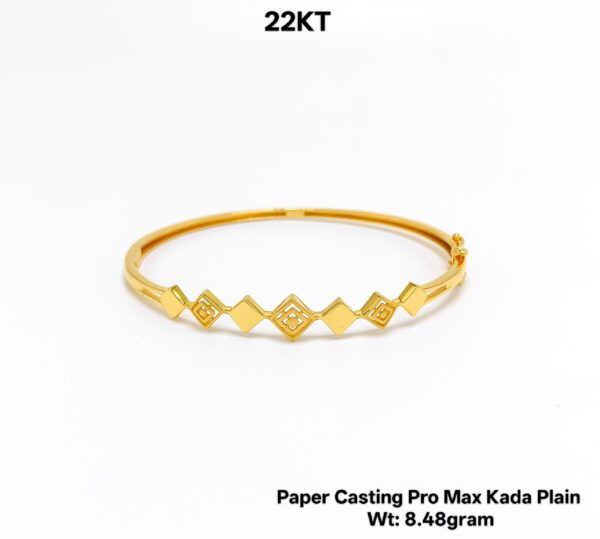 Lightweight 22KT Gold Bangle/kada - 8.48g Paper Casting Design