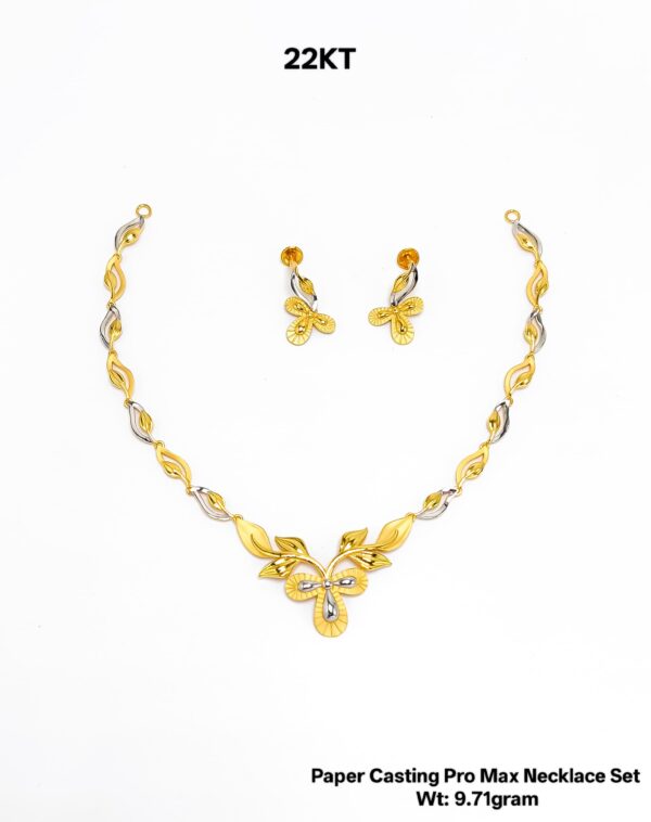 New Design Paper Casting Gold Necklace Set -9.71gram