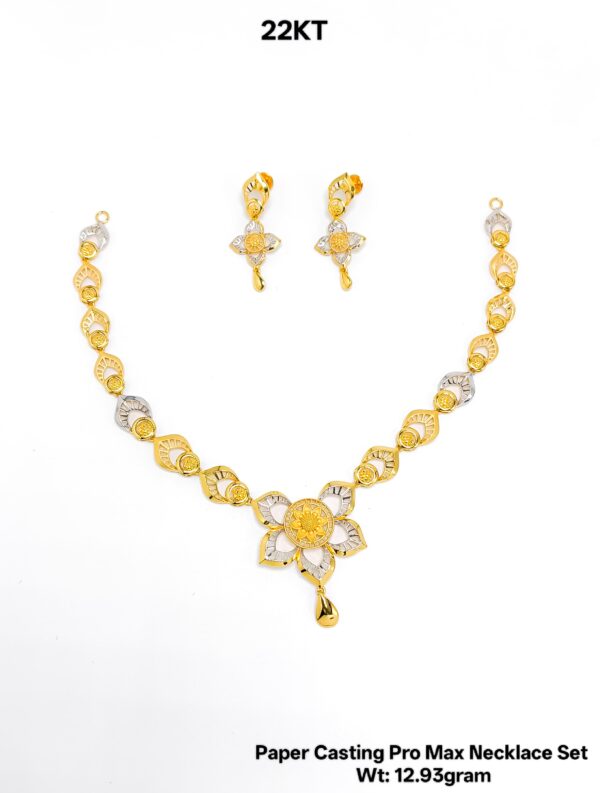 New Design Paper Casting Gold Necklace Set -12.03gram