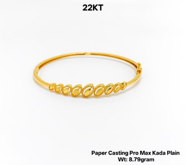 Lightweight 22KT Gold Bangle/kada - 8.79g Paper Casting Design