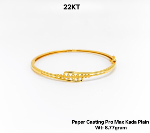 Lightweight 22KT Gold Bangle/kada - 8.77g Paper Casting Design