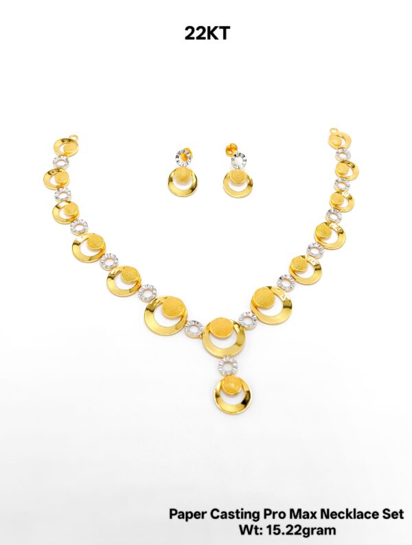 New Design Paper Casting Gold Necklace Set -15.22gram