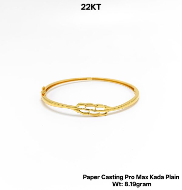 Lightweight 22KT Gold Bangle/kada - 8.19g Paper Casting Design