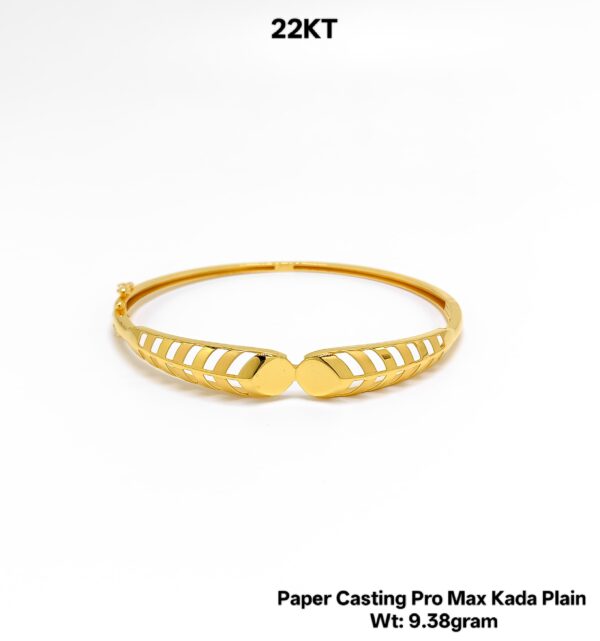 Lightweight 22KT Gold Bangle/kada - 9.38g Paper Casting Design