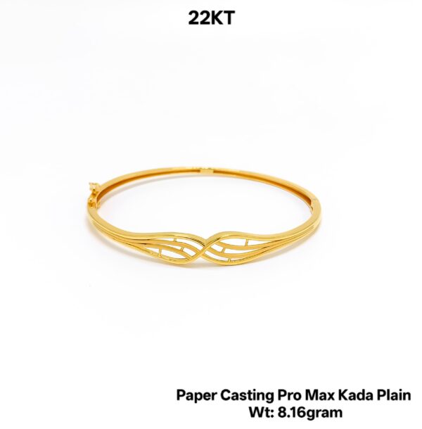 Lightweight 22KT Gold Bangle/kada - 8.16g Paper Casting Design