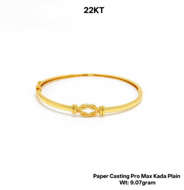 Lightweight 22KT Gold Bangle/kada - 9.07g Paper Casting Design
