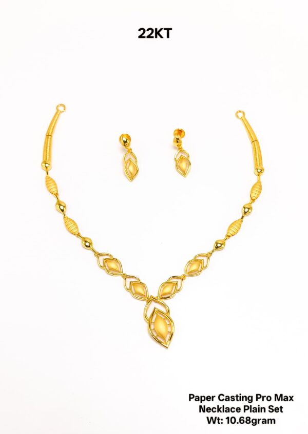 New Design Paper Casting Gold Necklace Set -10.66gram