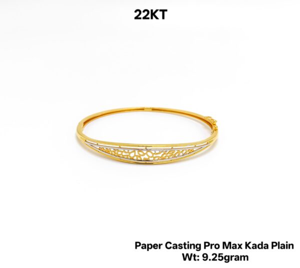 Lightweight 22KT Gold Bangle/kada - 9.25g Paper Casting Design