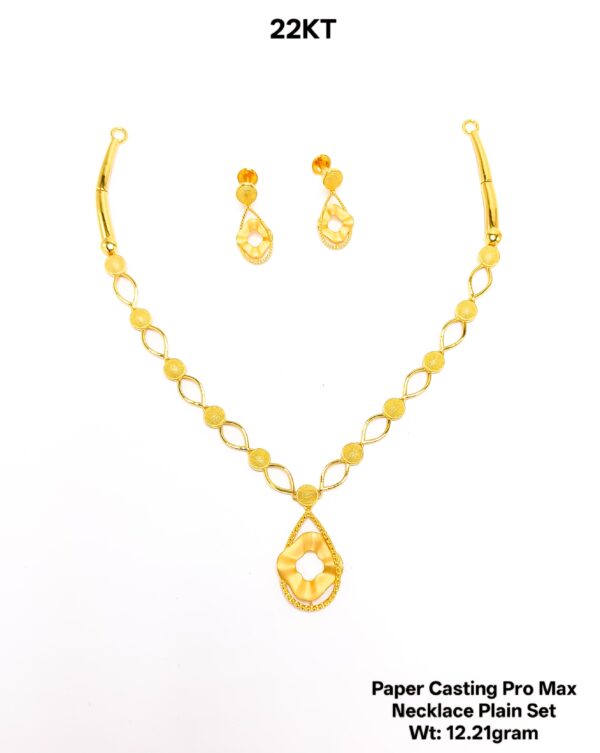 New Design Paper Casting Gold Necklace Set -12.21gram