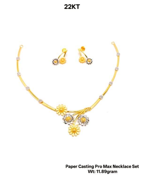 New Design Paper Casting Gold Necklace Set -11.89gram
