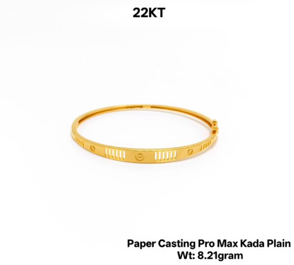 Lightweight 22KT Gold Bangle/kada - 8.21g Paper Casting Design
