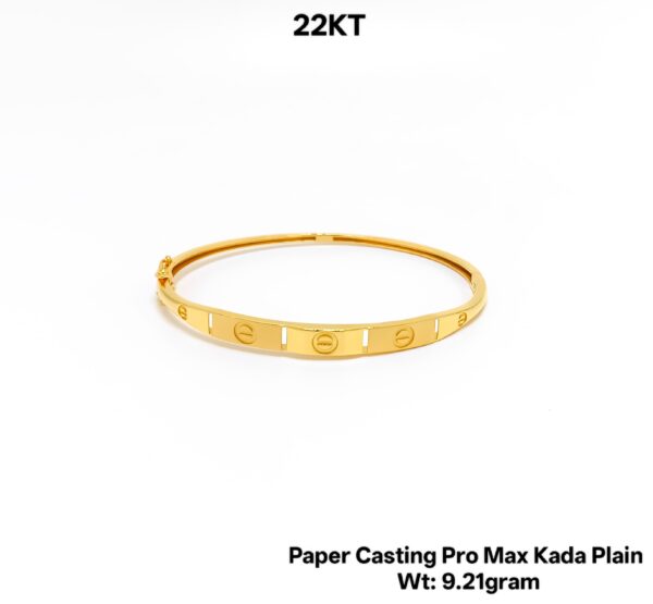 Lightweight 22KT Gold Bangle - 9.21g Paper Casting Design