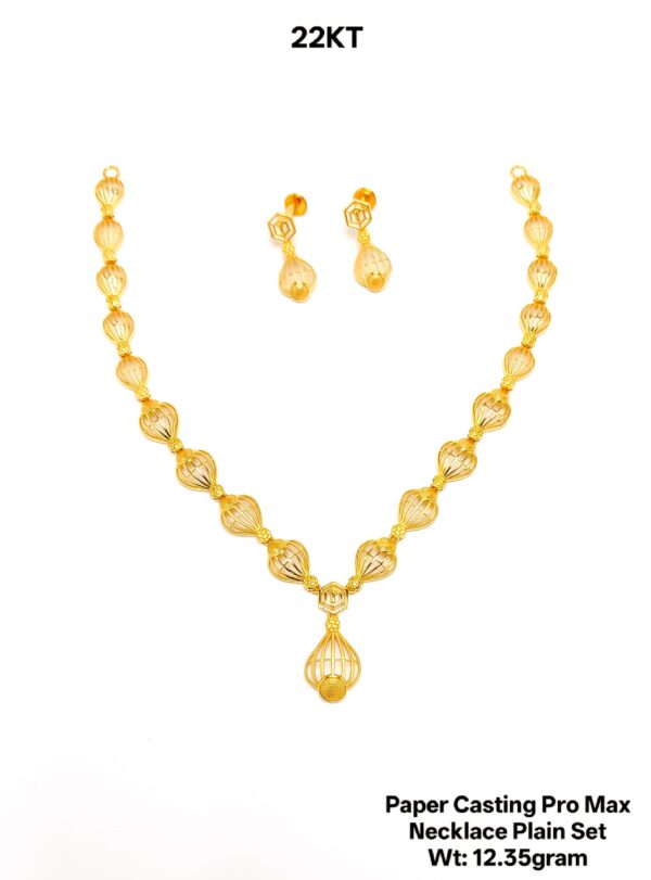 New Design Paper Casting Gold Necklace Set -12.35gram