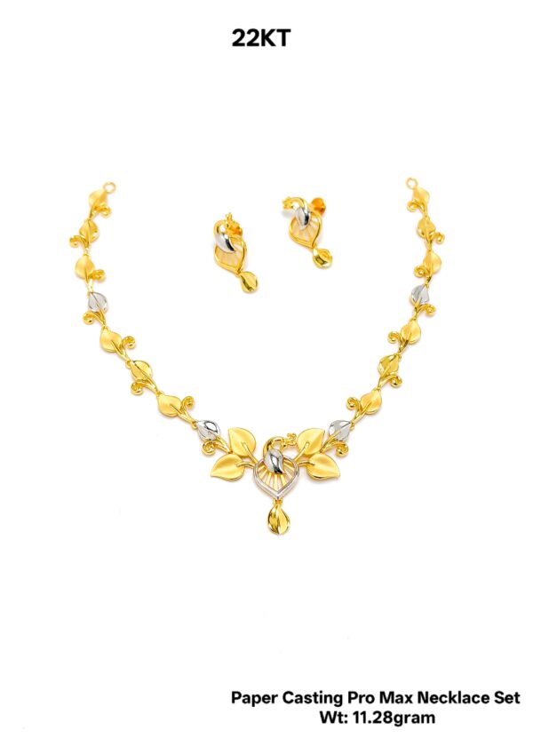New Design Paper Casting Gold Necklace Set -11.28gram