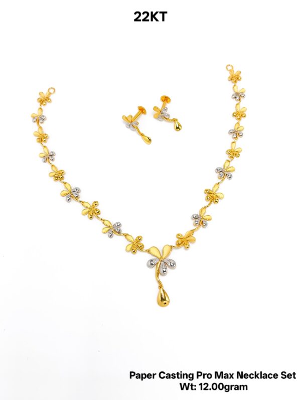 New Design Paper Casting Gold Necklace Set -12gram