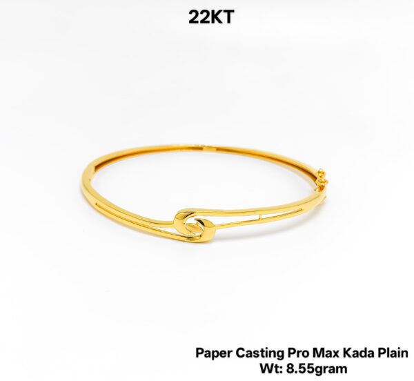 Lightweight 22KT Gold Bangle/kada - 8.55g Paper Casting Design