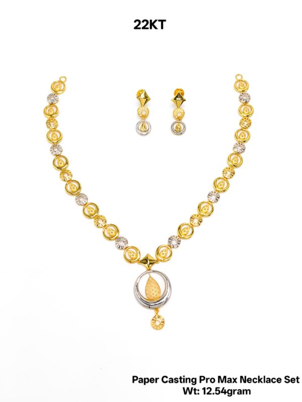 New Design Paper Casting Gold Necklace Set -12.54gram