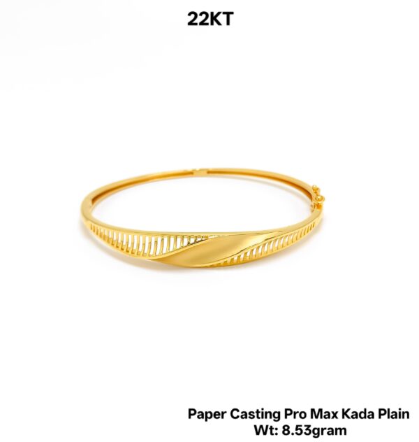Lightweight 22KT Gold Bangle/kada - 8.53g Paper Casting Design