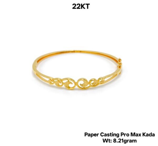 Lightweight 22KT Gold Bangle - 8.21g Paper Casting Design