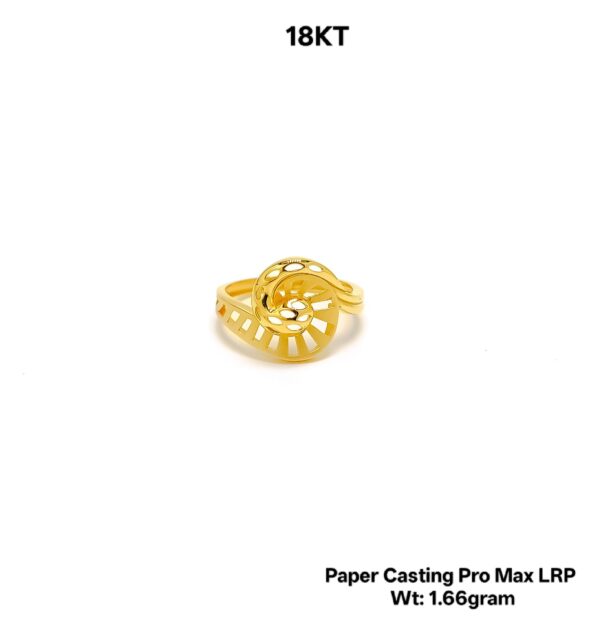 Paper Casting Gold Ladies Ring - 1.66g Elegant Floral Cutout Design