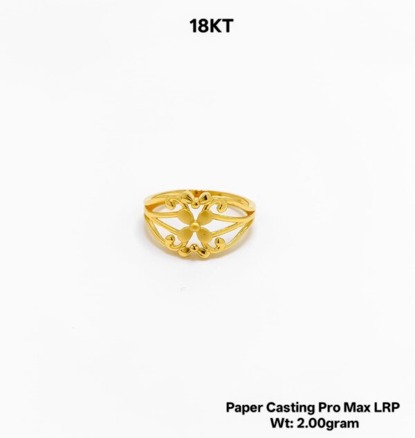 Paper Casting Gold Ladies Ring - 2.00g Elegant Floral Cutout Design