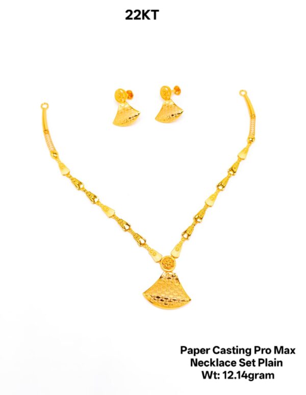 New Design Paper Casting Gold Necklace Set -12.14gram