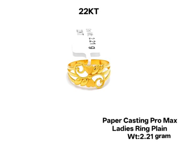 Paper Casting Gold Ladies Ring - 2.21g Elegant Floral Cutout Design
