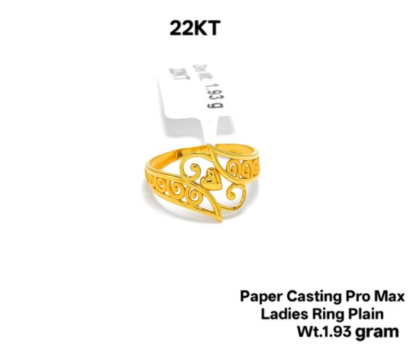 Paper Casting Gold Ladies Ring - 1.93g Elegant Floral Cutout Design
