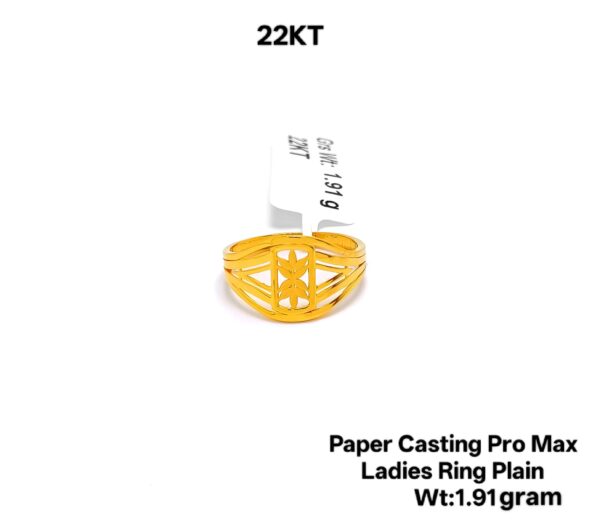 Paper Casting Gold Ladies Ring - 1.91g Elegant Floral Cutout Design