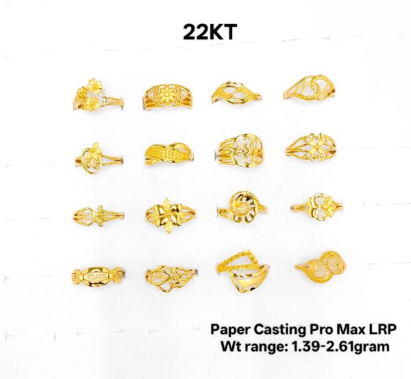 22KT Gold Lightweight Floral & Filigree Paper Casting Rings (1.00-2.50g)