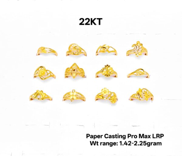 22KT Gold Lightweight Floral & Filigree Paper Casting Rings (1.00-2.00g)