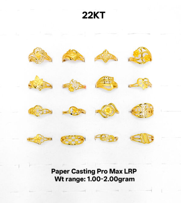 22KT Gold Lightweight Floral & Filigree Paper Casting Rings (1.00-2.00g)