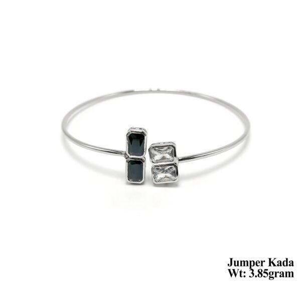 Elegant Sterling Silver Jumper Kada with Multi-Color Gemstones