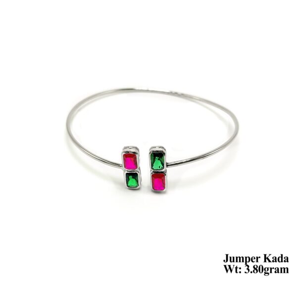 Elegant Sterling Silver Jumper Kada with Multi-Color Gemstones