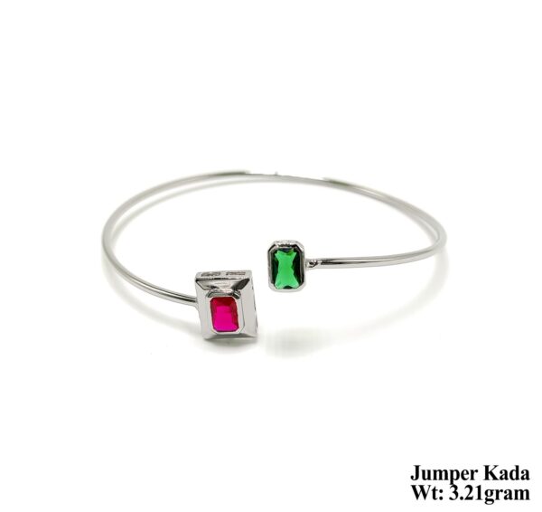 Elegant Sterling Silver Jumper Kada with Multi-Color Gemstones