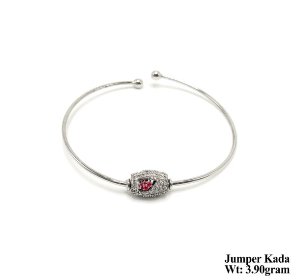 Elegant Sterling Silver Jumper Kada with Multi-Color Gemstones