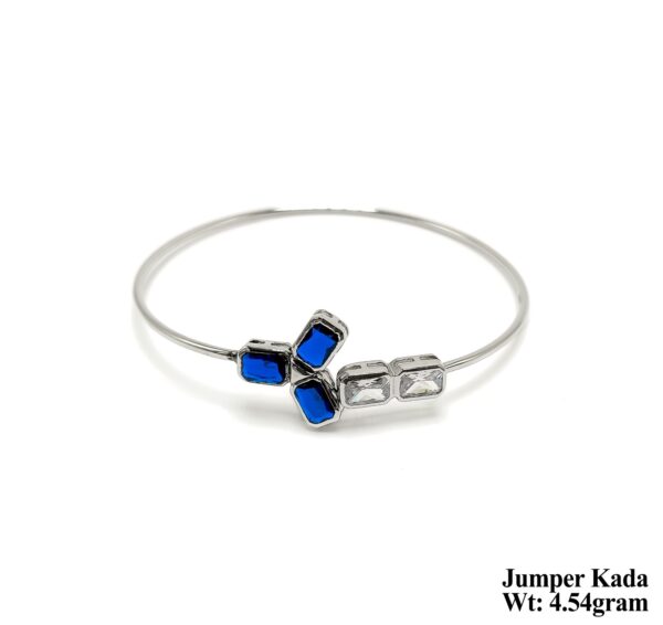 Elegant Sterling Silver Jumper Kada with Multi-Color Gemstones