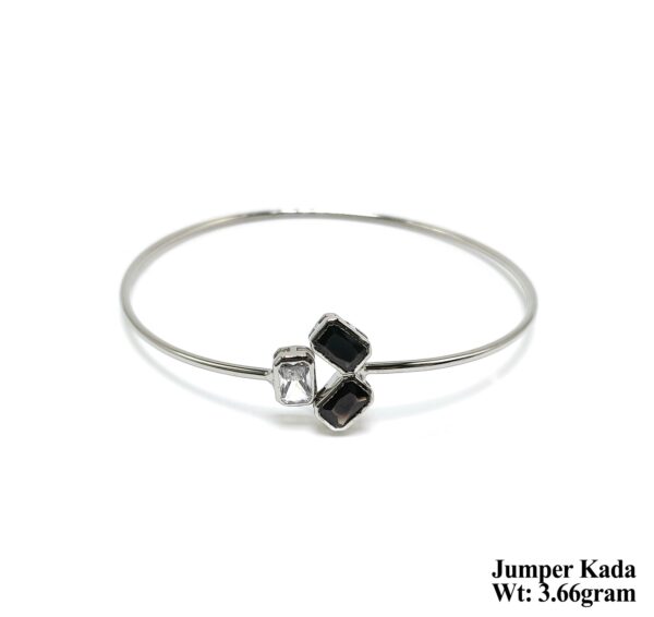 Elegant Sterling Silver Jumper Kada with Multi-Color Gemstones