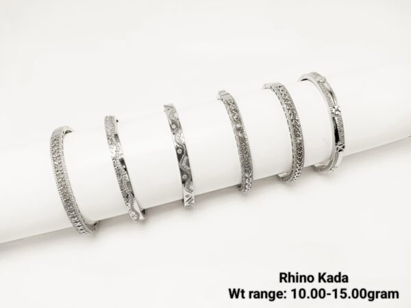 Elegant 925 Silver Rhino Kada with Zirconia Accents - 10g to 17g Range