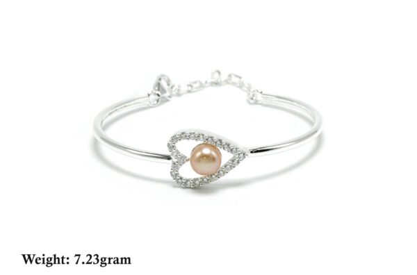 Elegant Sterling 925 Silver Heart Design Rose Gold Polish Kada