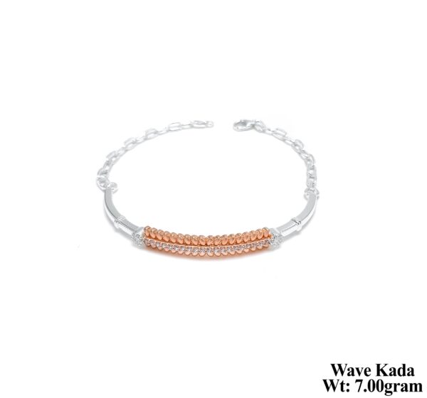 Designer Two-Tone Silver Wave Kada for Women - Lightweight 7.00 Grams
