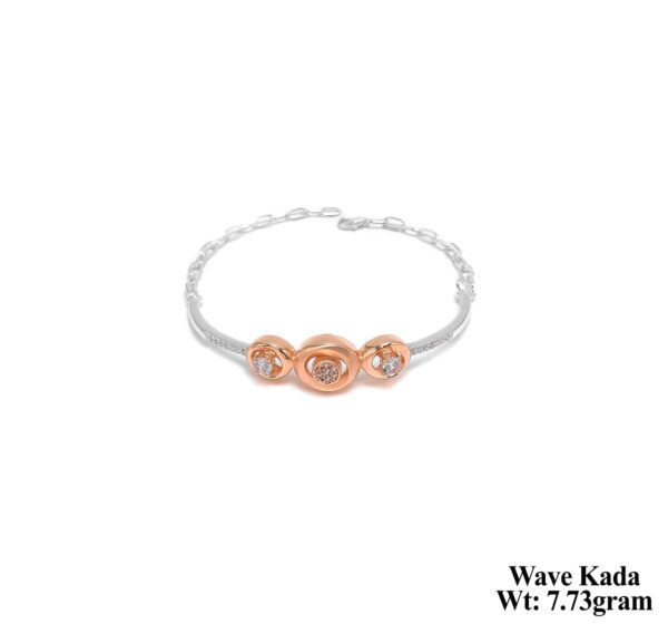 Designer Two-Tone Silver Wave Kada for Women - Lightweight 7.73 Grams