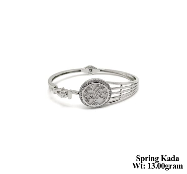 Designer 13g Spring Kada - Adjustable Silver Bracelet for Women