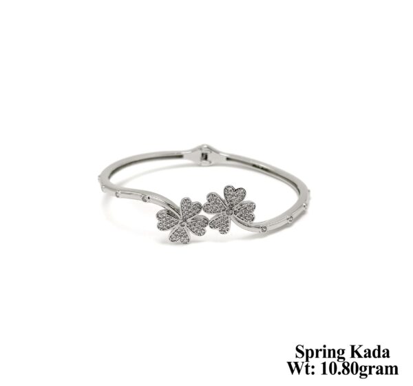 Designer 10g Spring Kada - Adjustable Silver Bracelet for Women