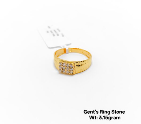 Designer 22KT Gold Ring for Men with Sparkling Stones - 3.15 Grams